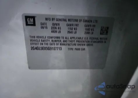 2016 Buick Regal from USA, damaged, VIN 2G4GL5EX5G9107713